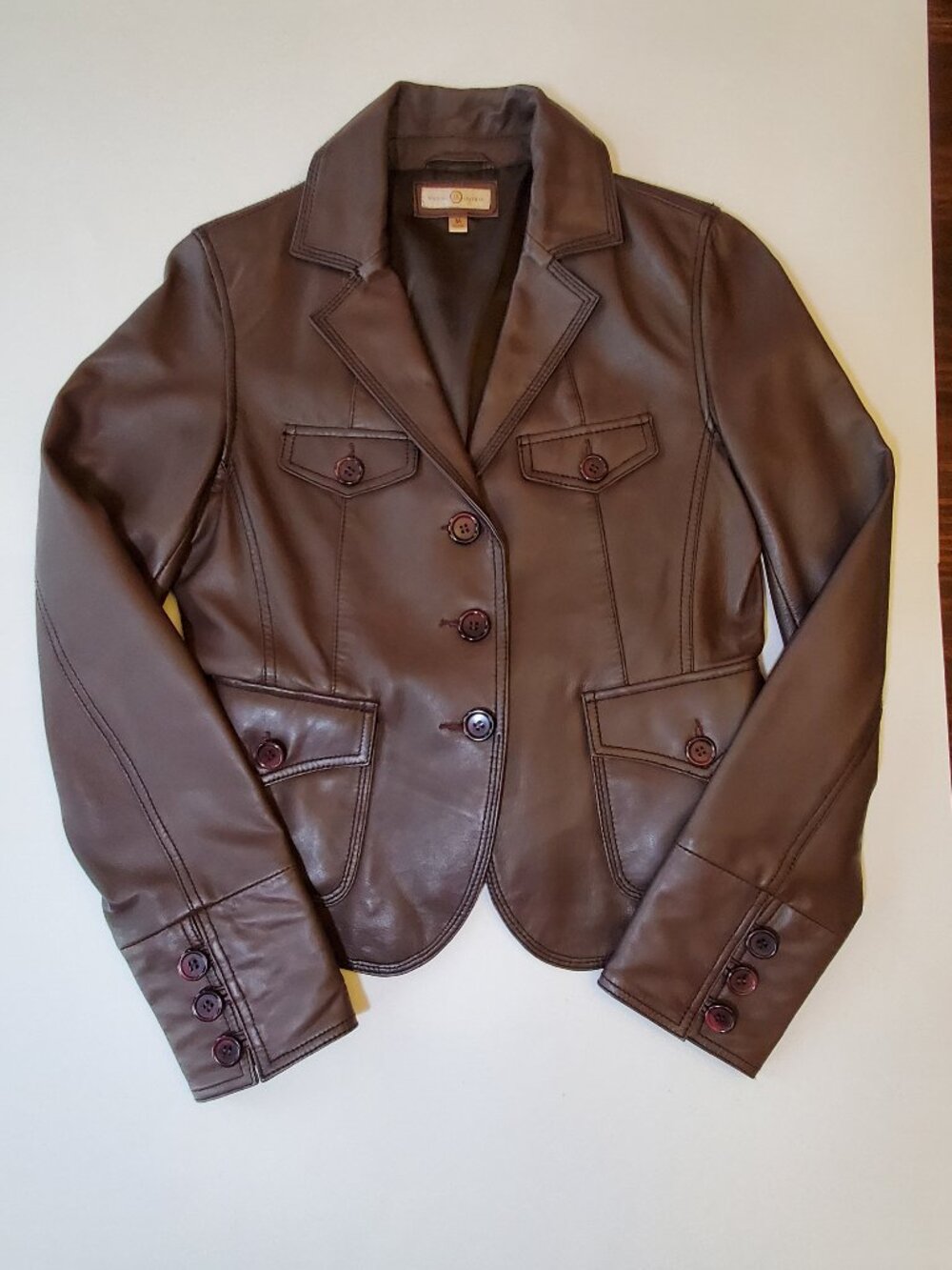 Y2K Vintage Wilsons Leather Women’s Chocolate Brown Leather Blazer, EUC, MED